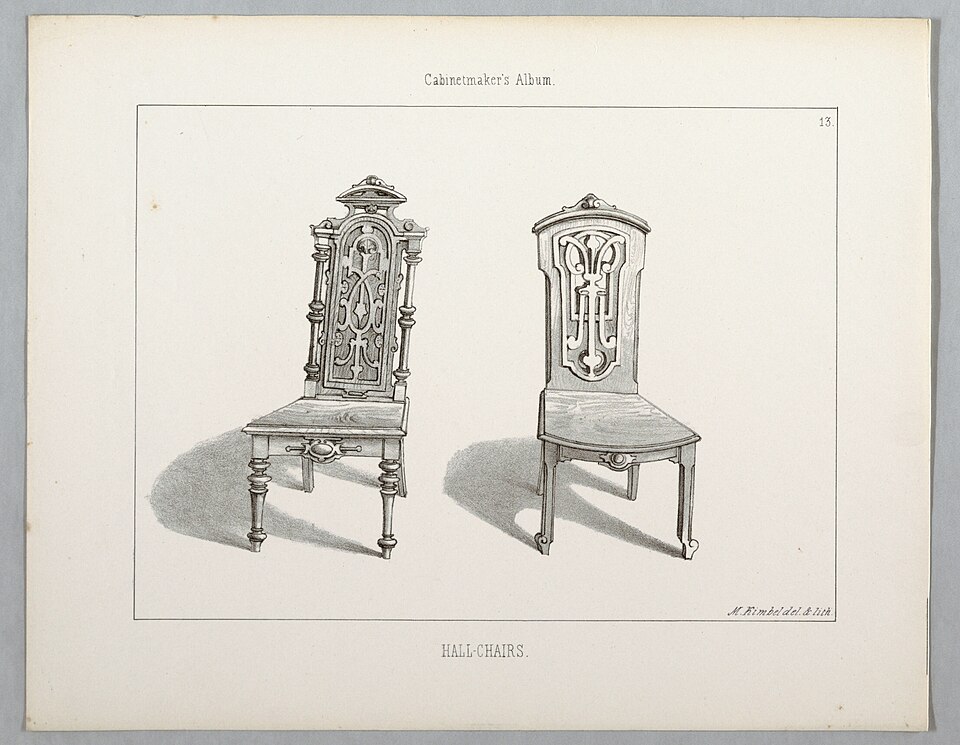 Hall-stole. Monthly Cabinet Makers Album 1859, Wikimedia Commons